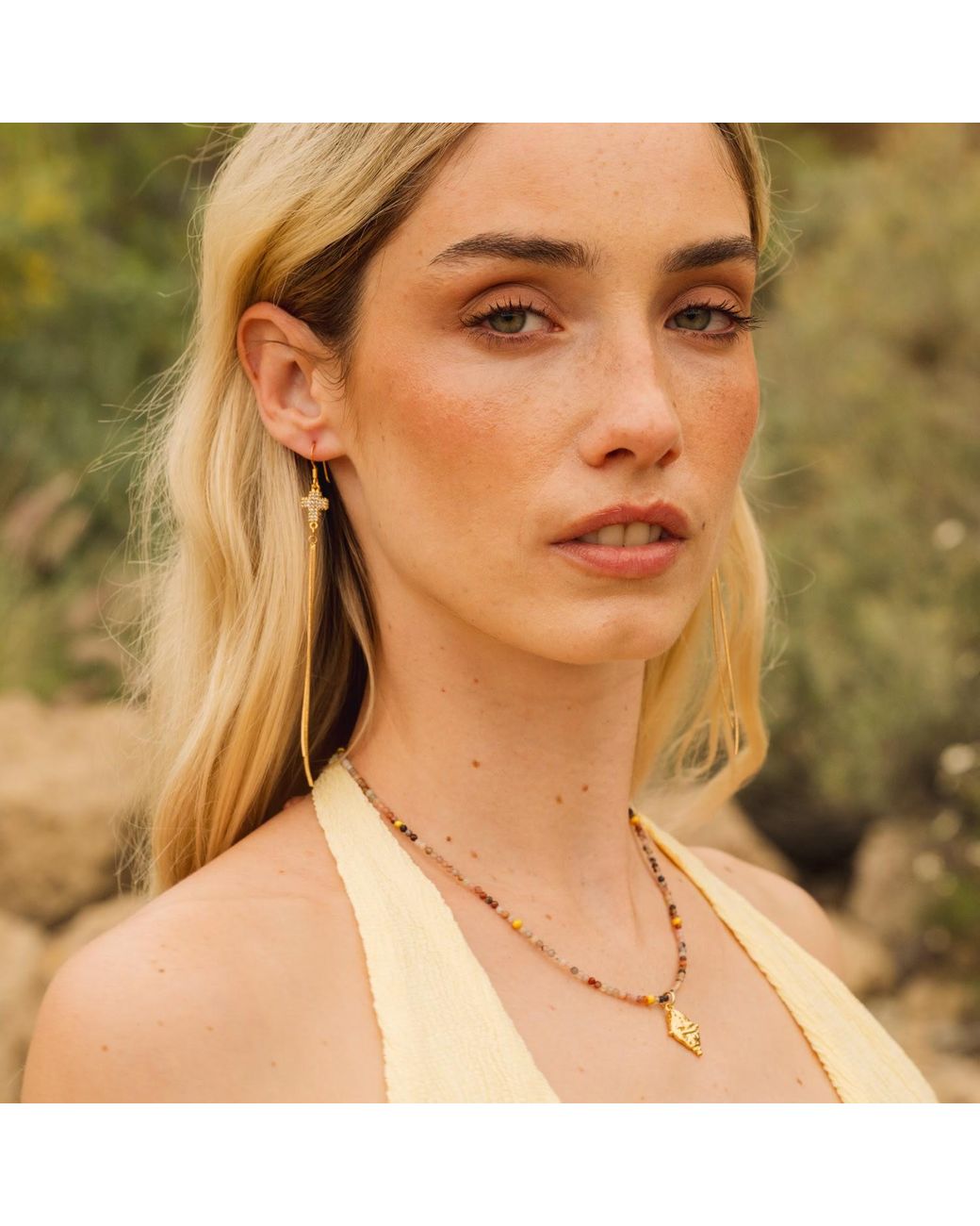 Seven Saints Metallic Libra Gemstone Choker Necklace, Multi-Colored Opal, Rhodium Plated