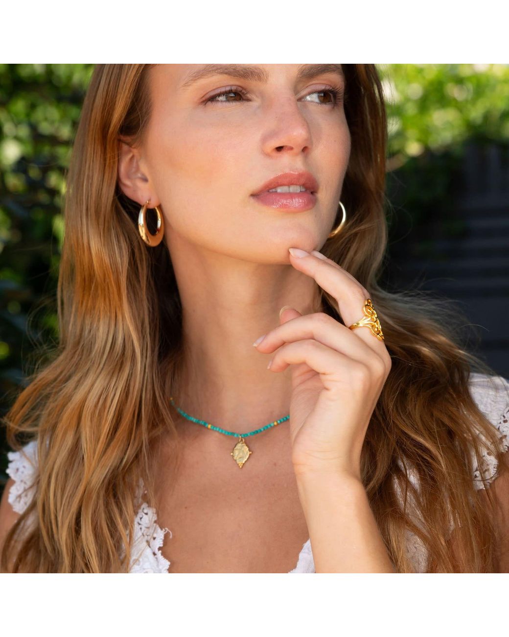 Seven Saints Metallic Virgo Gemstone Choker Necklace, Amazonite, Rhodium