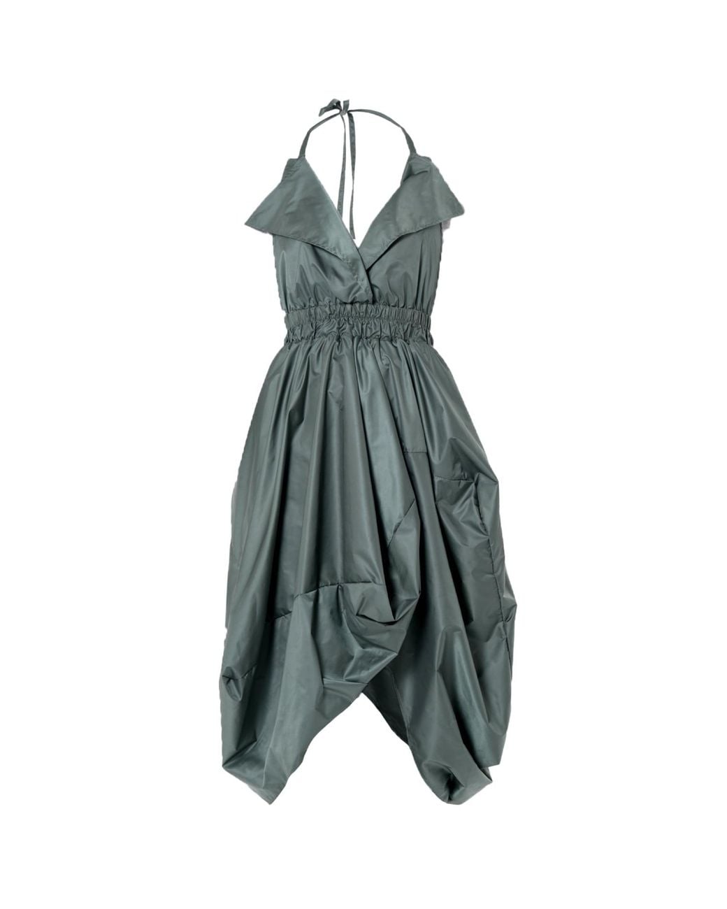 Metamorph Green Draped Balloon Pinafore Dress