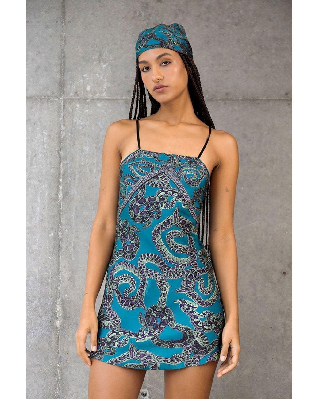 Monzlapur New York Blue Small Silk Snake Scarf
