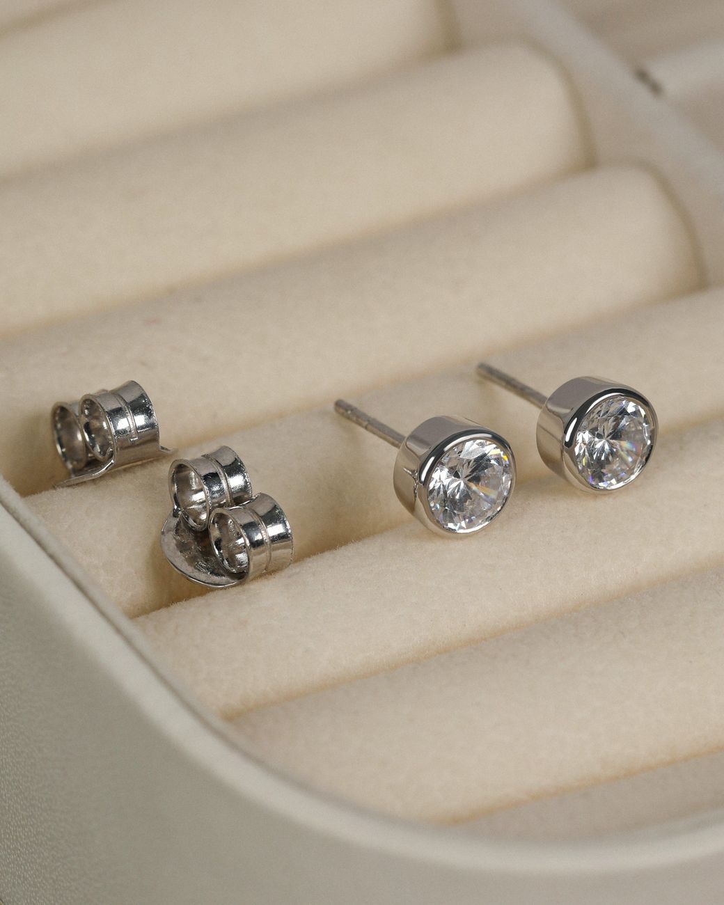 The Jewelz Metallic Round Solitaire Cz Stud Earrings for men