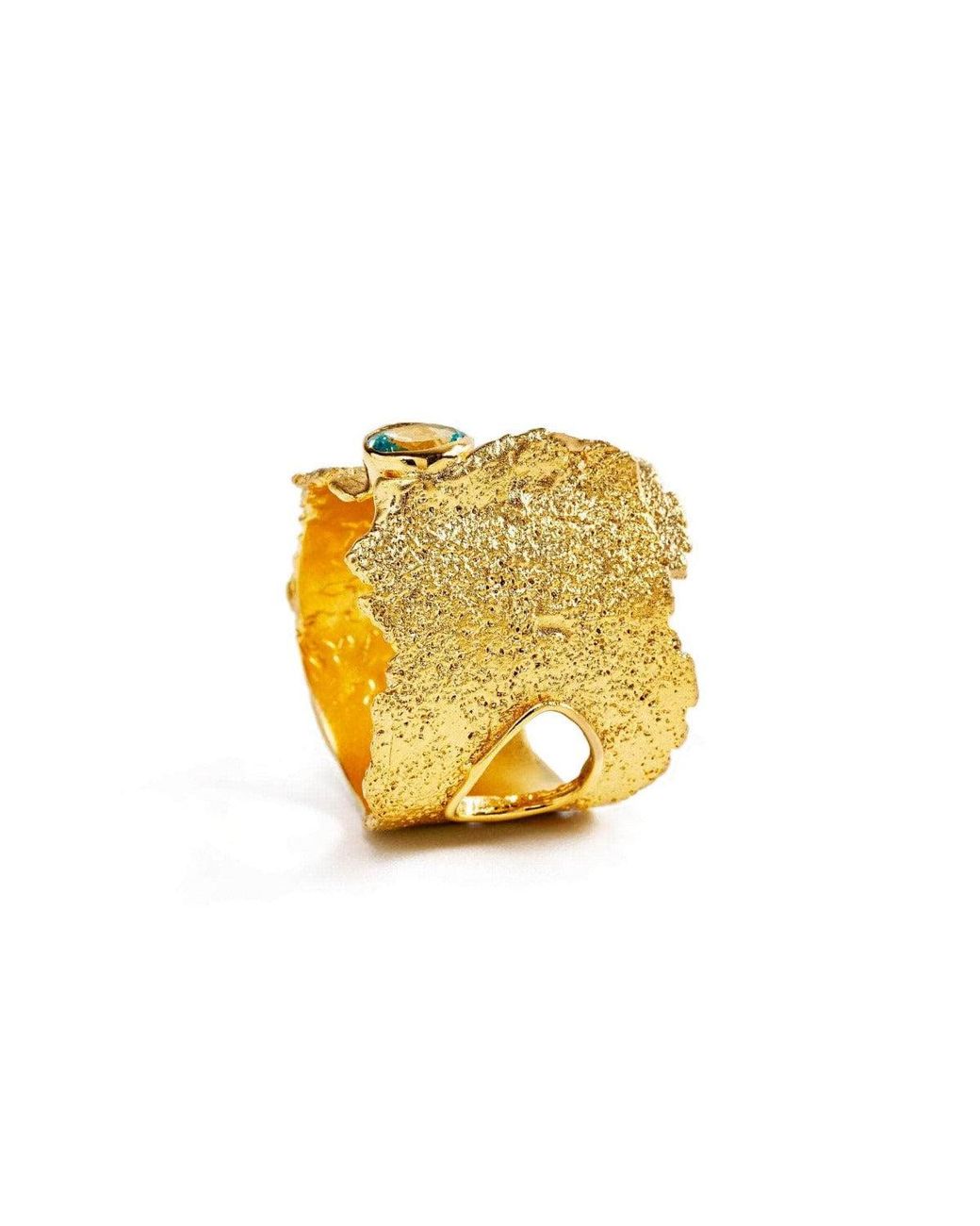 German Kabirski Metallic Otthild Iconic Plated Ring With Natural Topaz