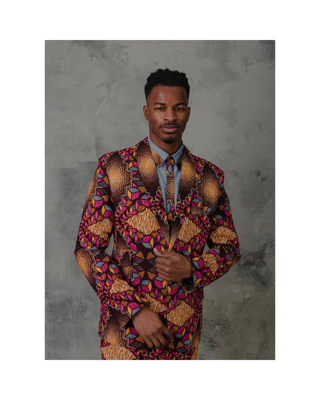 Ohema Ohene Red Joshua African Print Cotton Blazer – Cubic Print for men