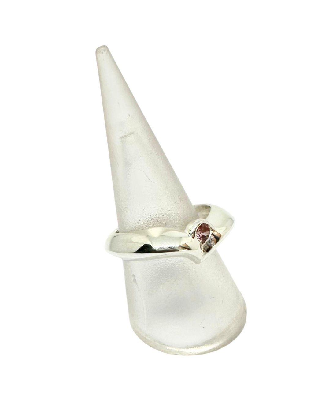 Tg-Jewellery by Tamara Gervasio Metallic Heart-Shaped Band Ring With Cubic Zirconia Sterling