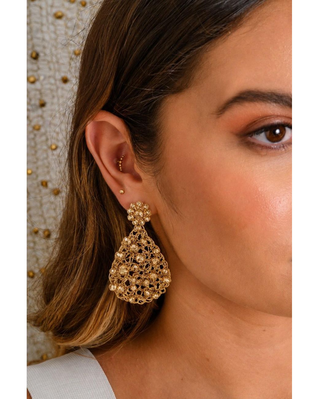 Lavish by Tricia Milaneze Metallic Vintage Aurora Handmade Crochet Earrings
