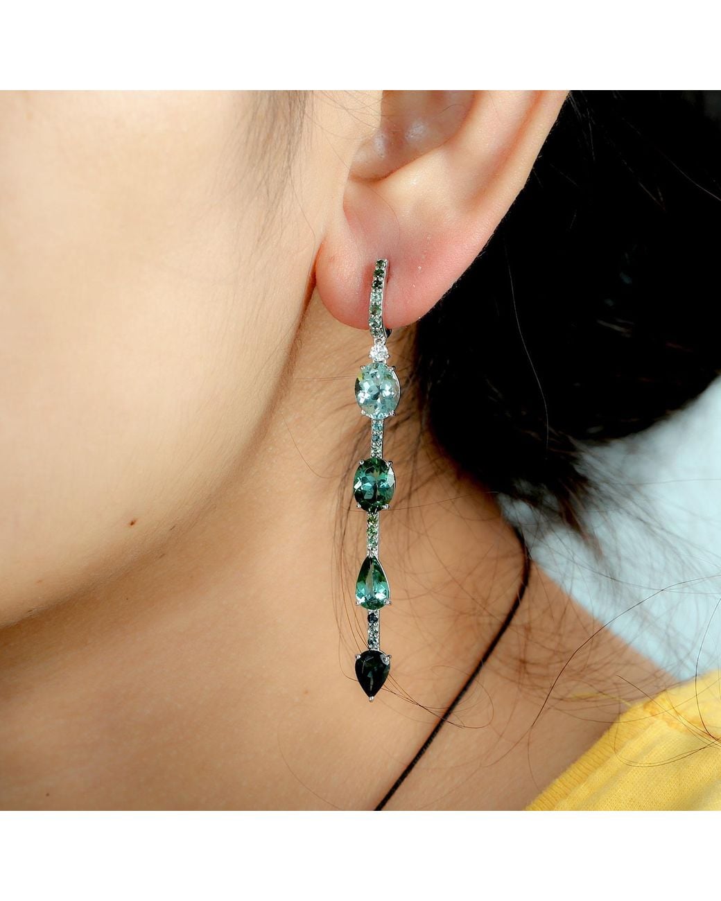 Artisan White Tourmaline Drop Earrings
