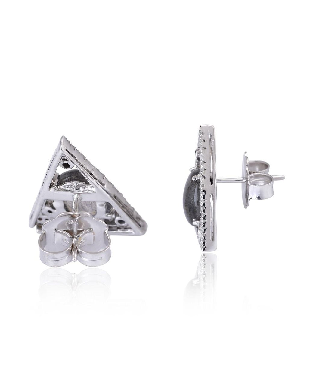 Artisan Blue Labradorite, Diamond & Spinel Triangle Stud Earrings