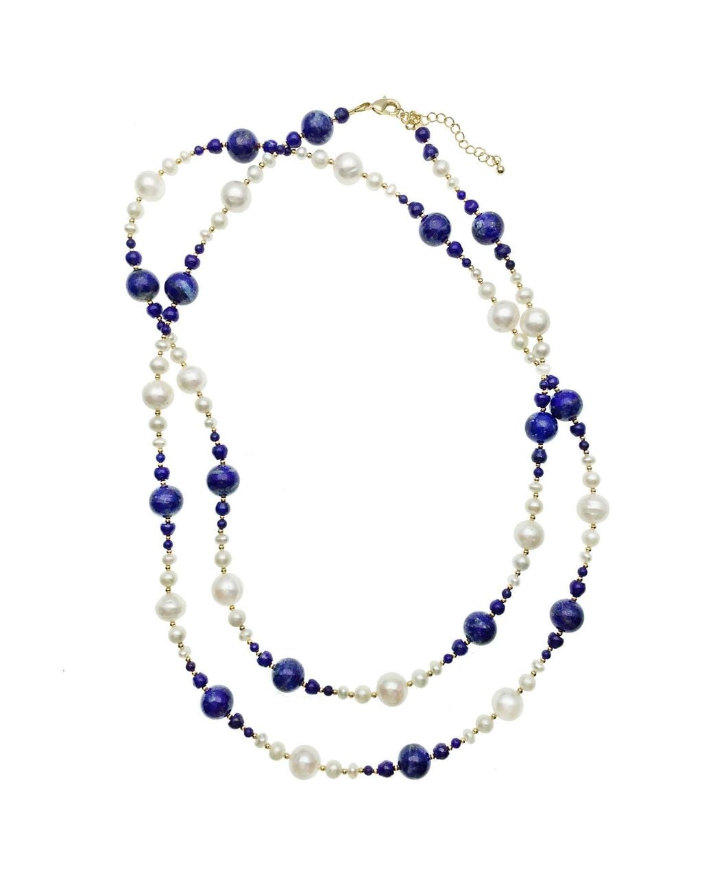 Farra Blue Freshwater & Round Lapis Multi-Way Necklace