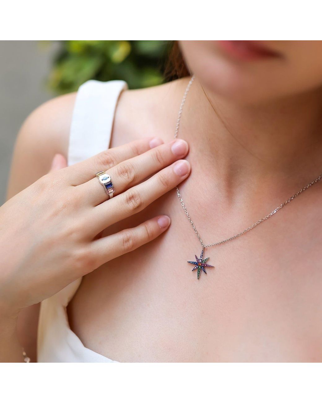 Spero London Metallic Sterling Starburst Necklace