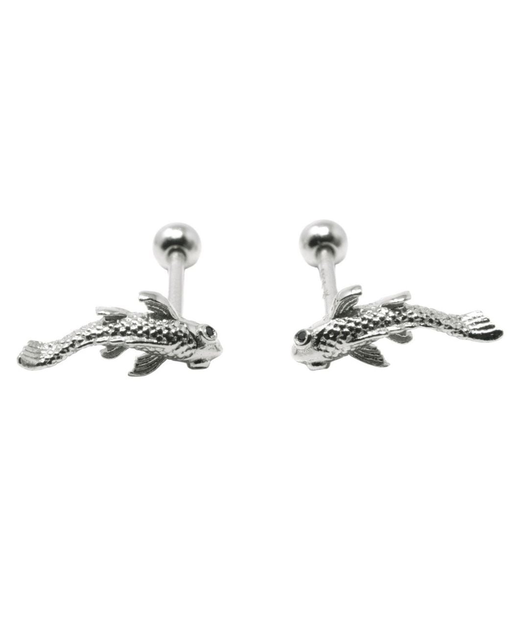 NASI SILVER Metallic Fish Neshama Studs
