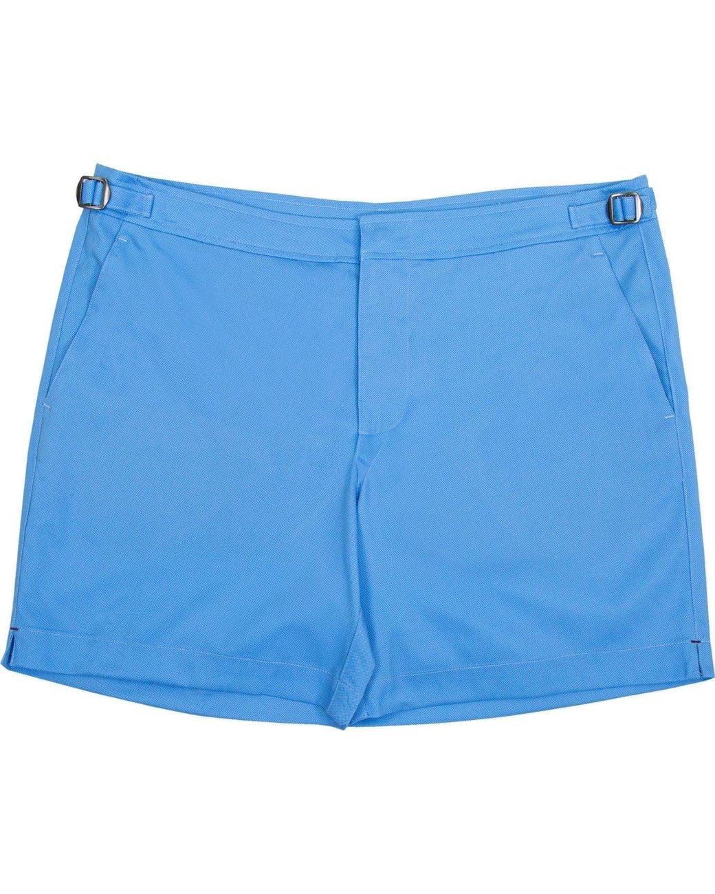 Lords of Harlech Blue Neptune Oxford Tailored Swim Short for men