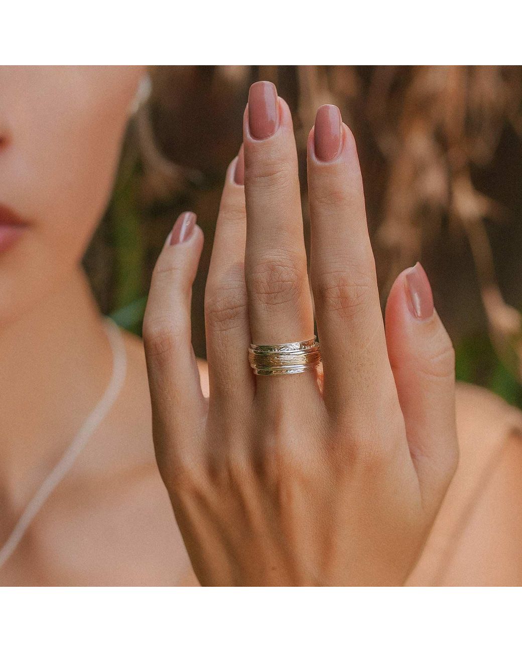 Charlotte's Web Jewellery Metallic Karma Bloom Mixed Metal Spinning Ring