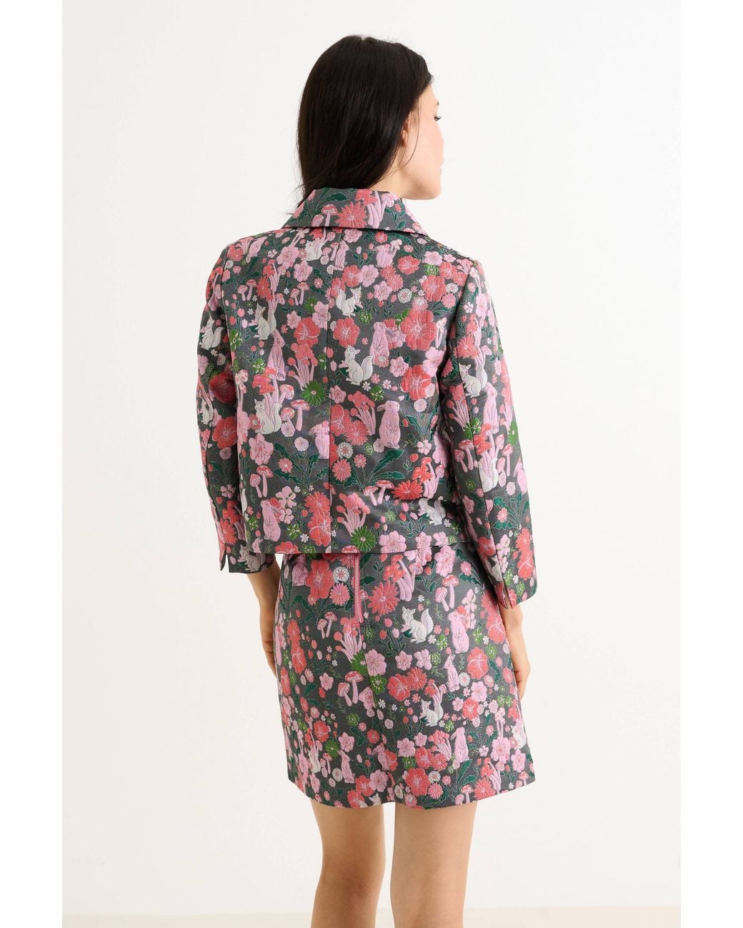 Louche Pink Salut Fairytale Jacquard Cropped Jacket