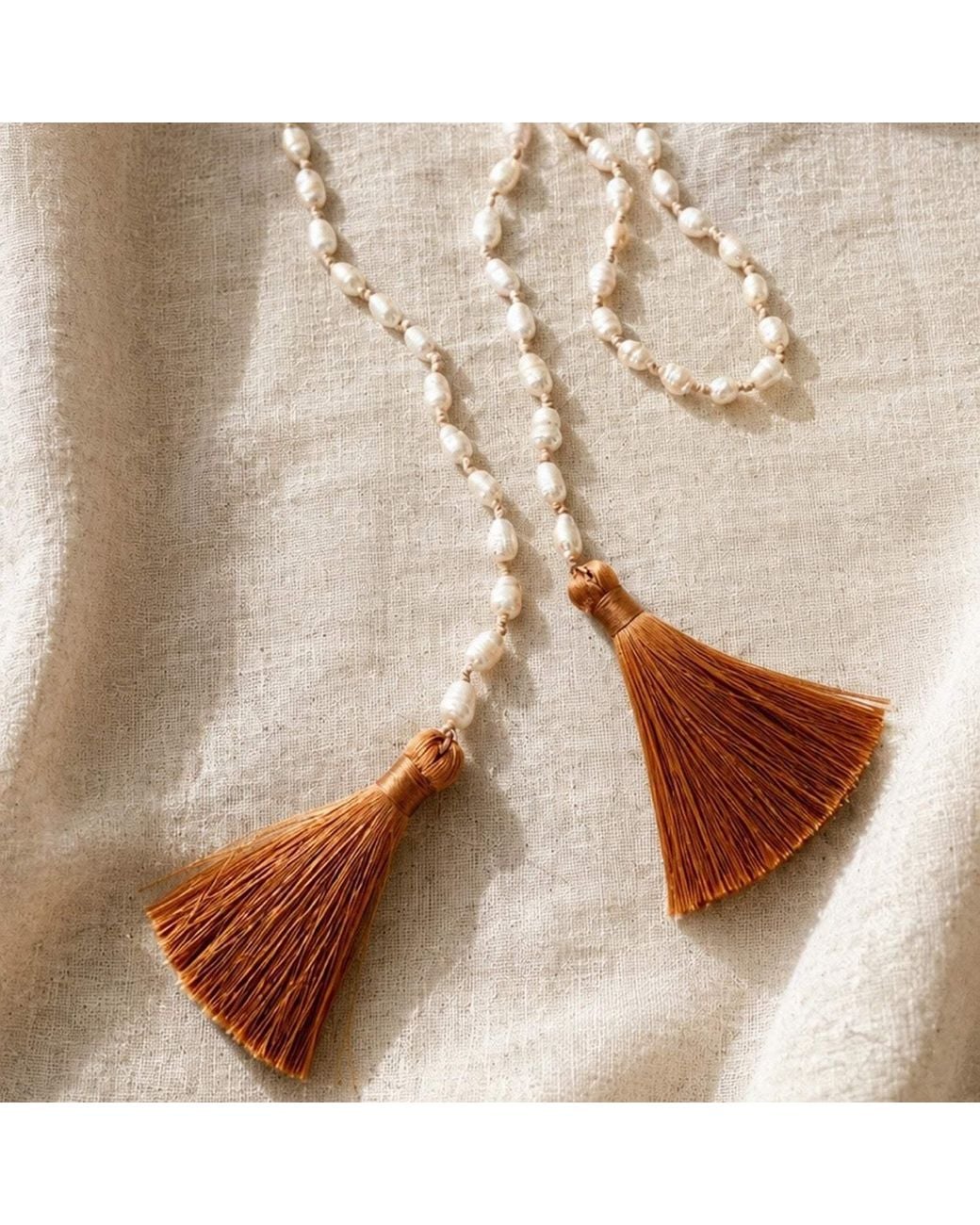 Lalinde White Solène Pearl Tassel Necklace