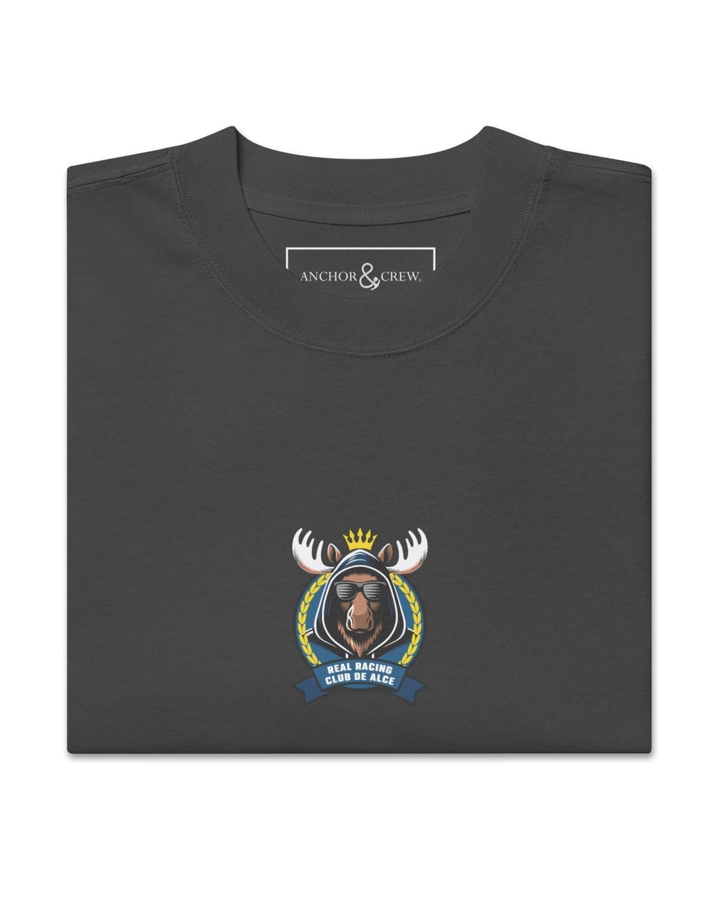 Anchor and Crew Black Faded R. R. C. Alce El Clasico Football Cotton Oversized T-Shirt