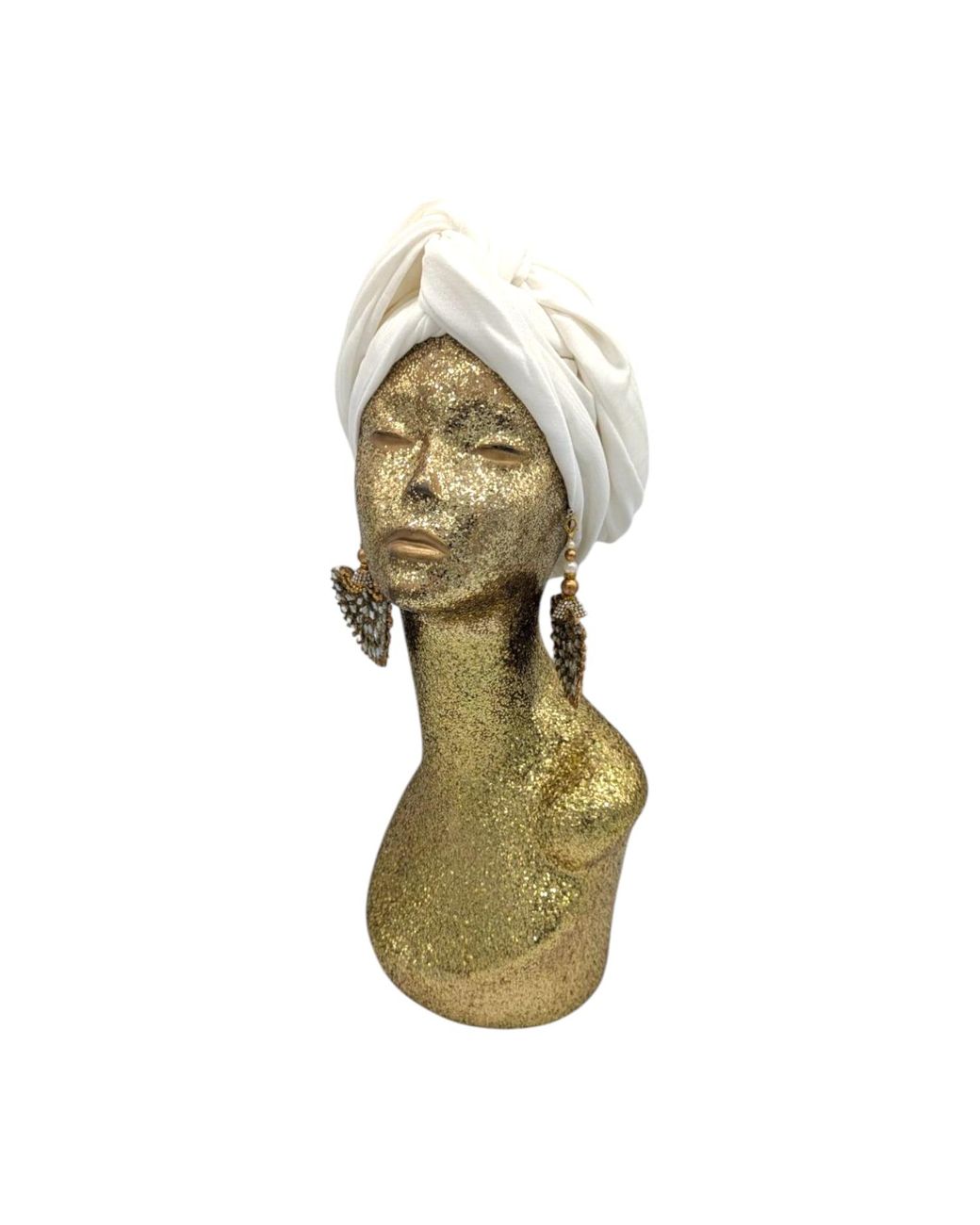 Julia Clancey White Ivory Taffeta Peacock Turban