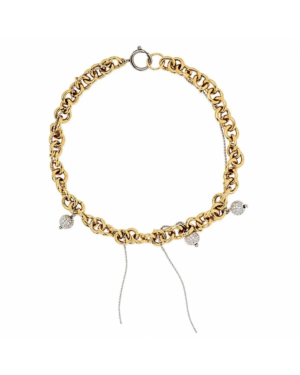 Kirei Metallic Trace Two-Tone Pavé Chain Necklace