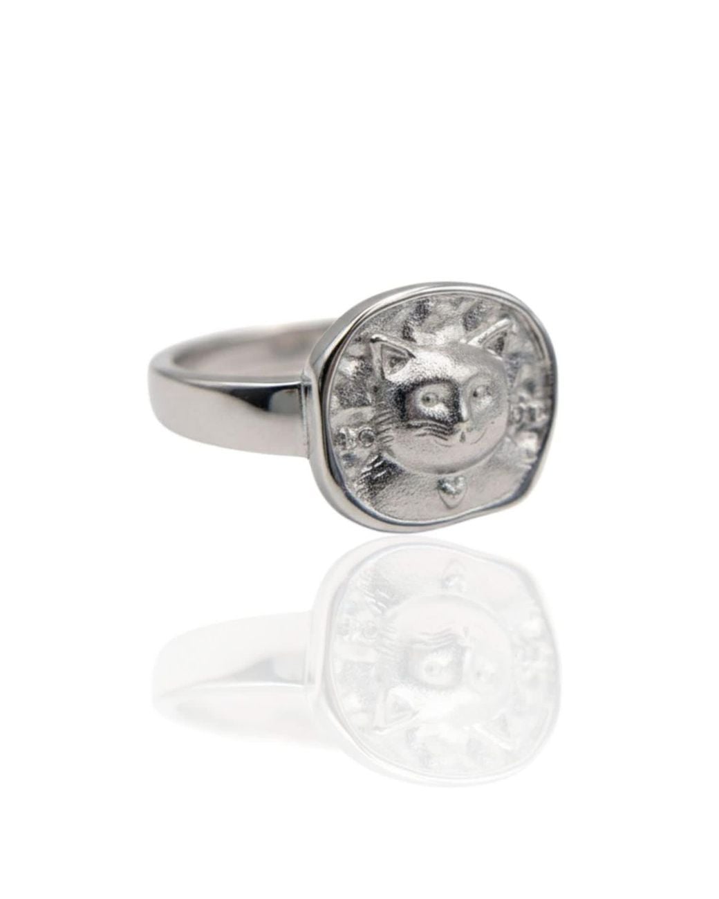 Frenvyrn Gray Sterling Lars Cat Coin Signet Ring for men