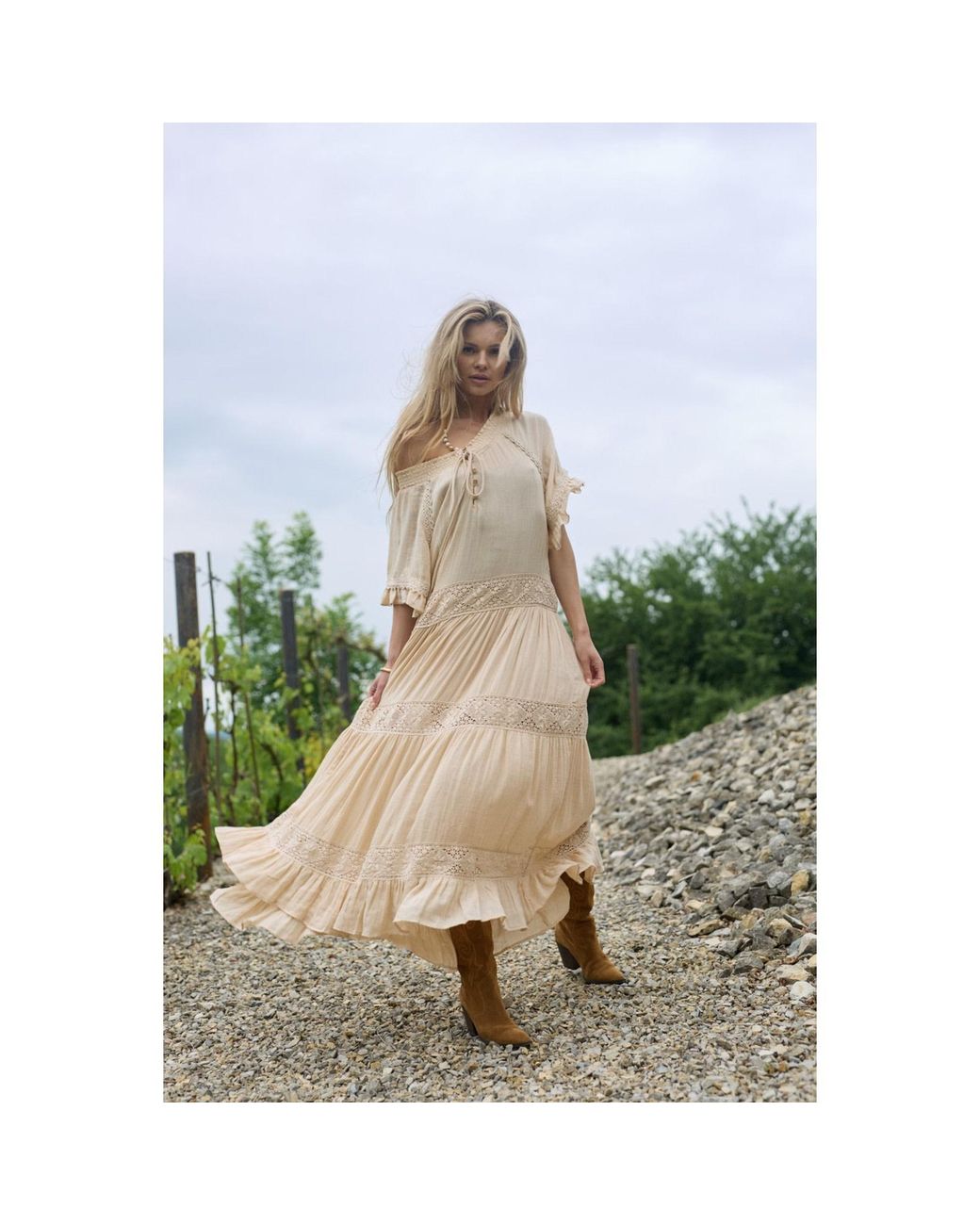 Saachi Natural Cotton Long Kaftan Dress