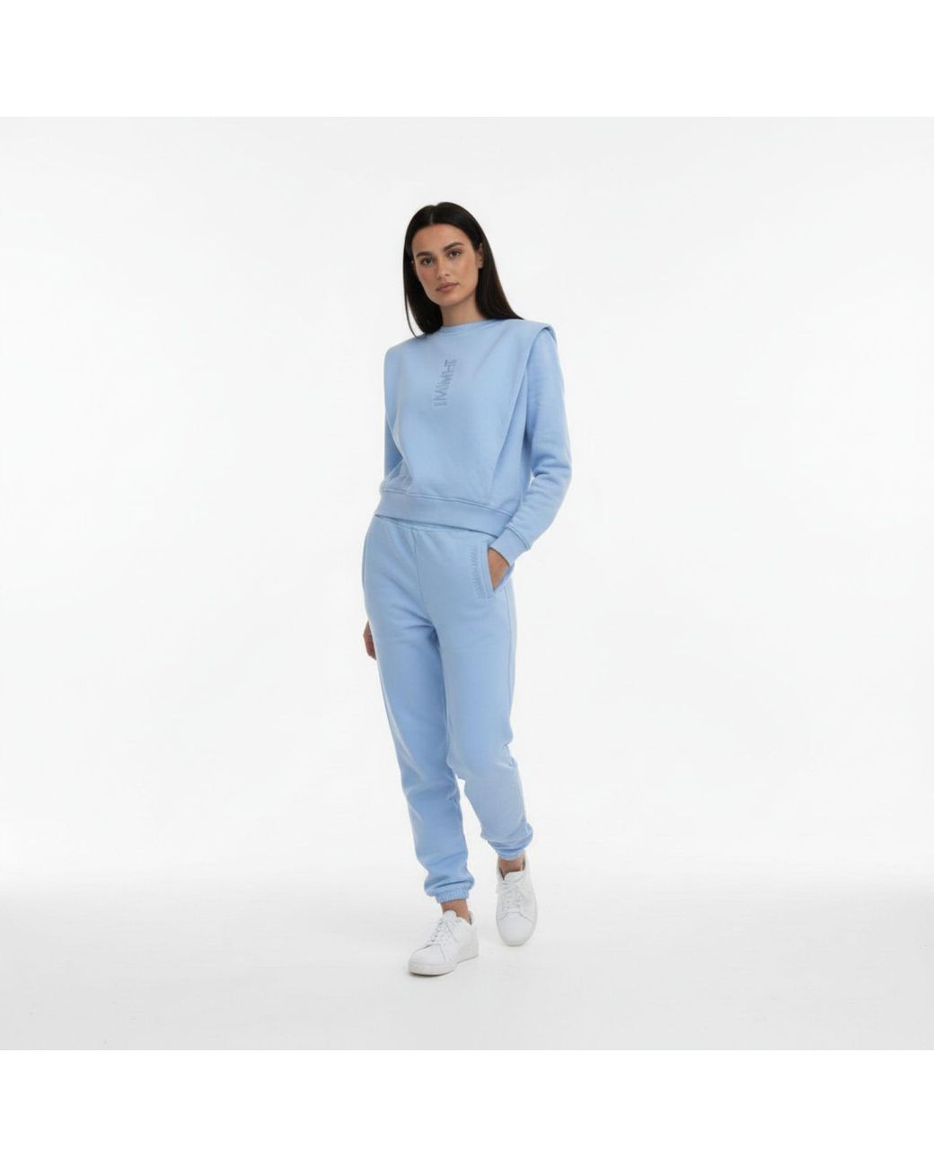Mimhi Maison Blue Cotton Joggers With Embroidered Logo – Baby