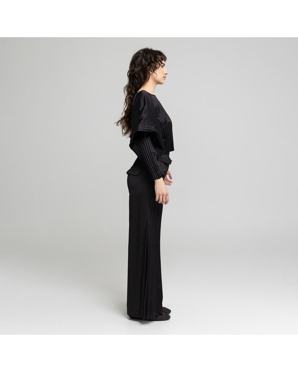 ARTISTA Black Echo Pleated Blouse