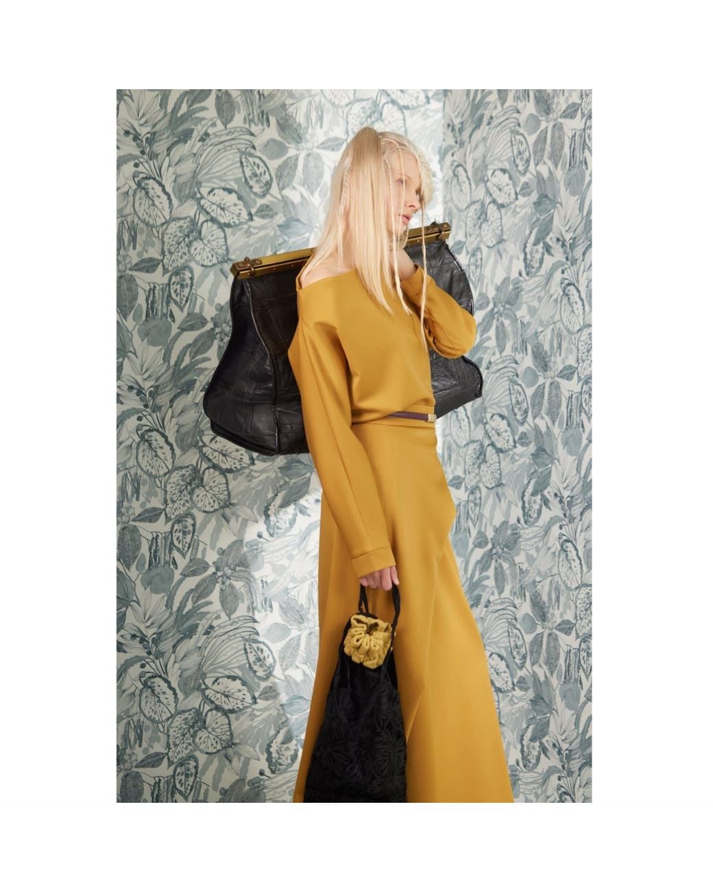 Julia Allert Brown Draped Boat-Neck Blouse & Wrap Midi Skirt Set – Mustard