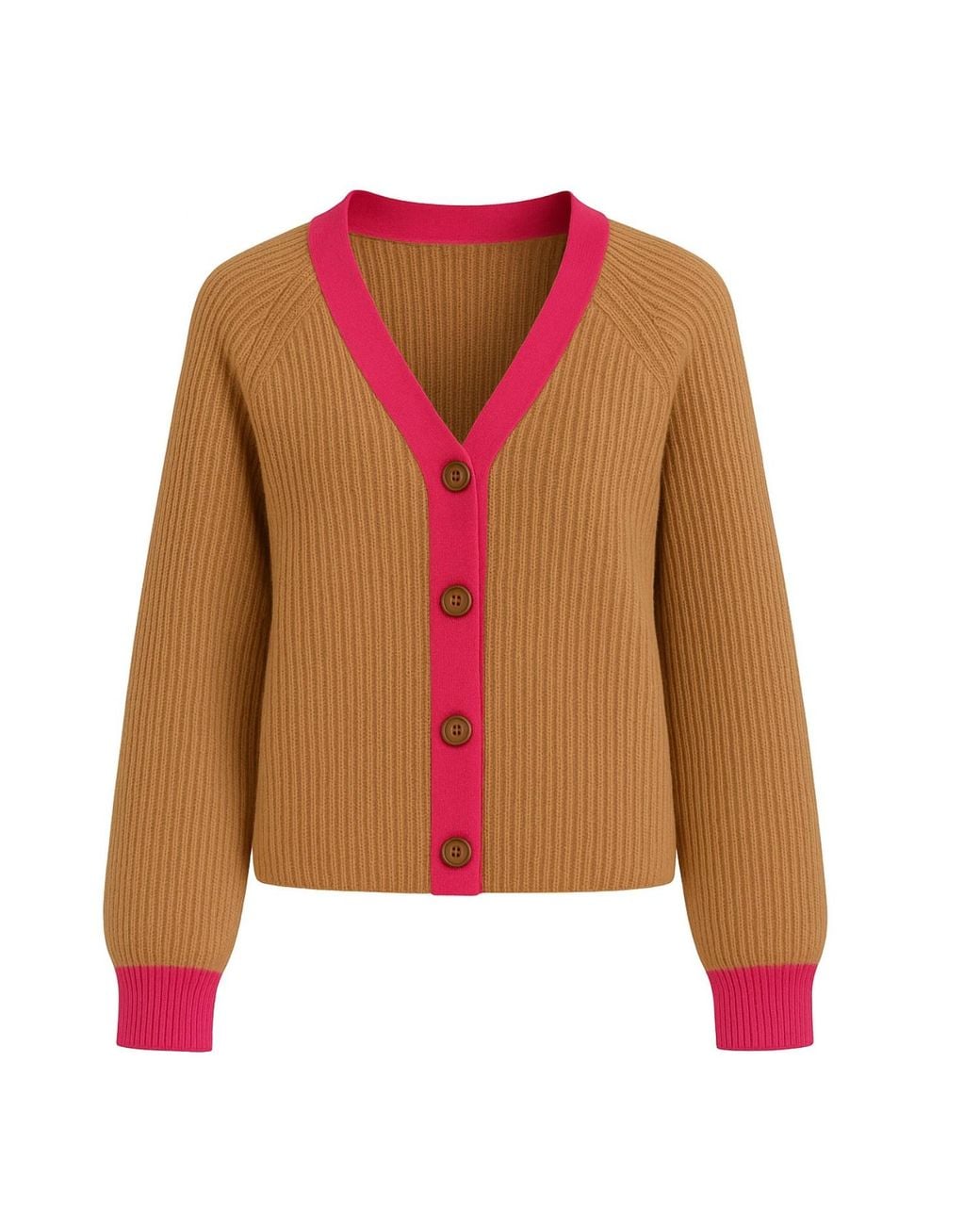 BEIRA Brown Michelle Merino And Cashmere Chunky Knit Cardigan Camel & Lipstick