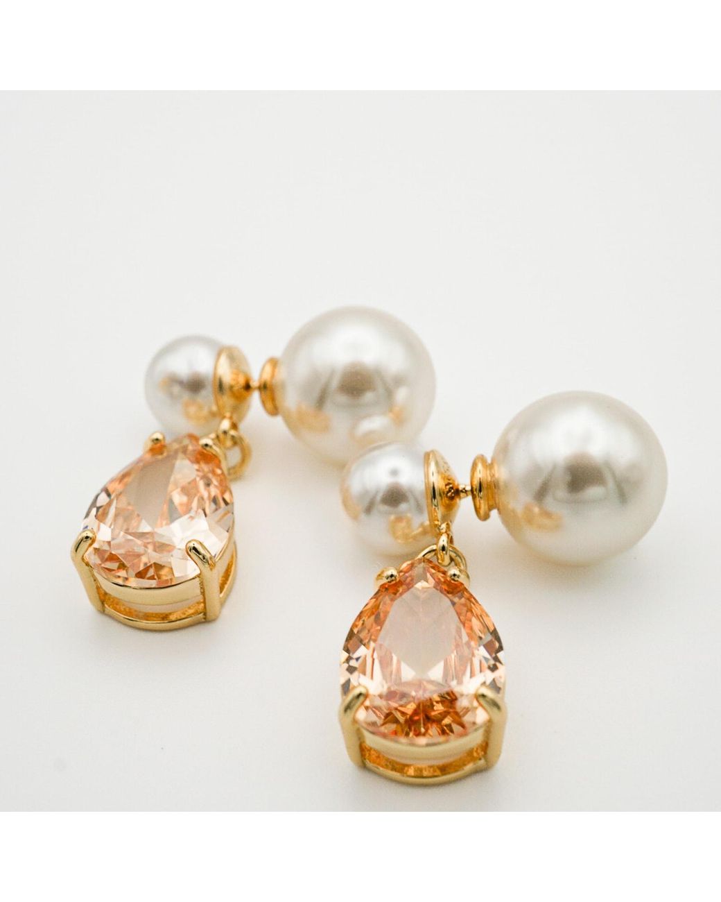 Miss Cecilia Metallic Gianna Double Pearl Pendant Earrings