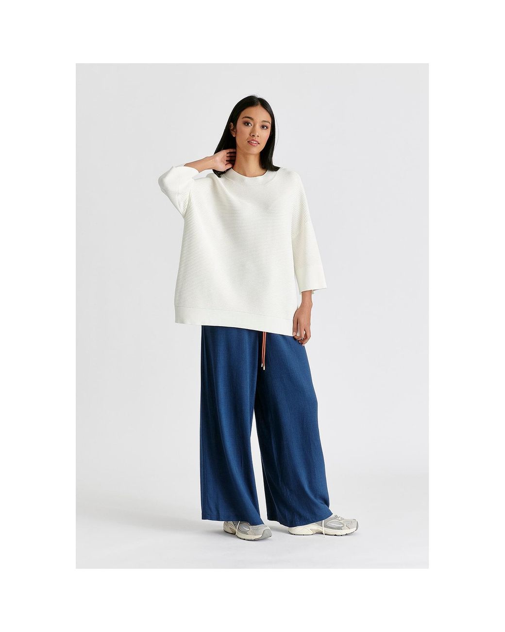 Paisie White Mock Neck Cropped Sleeve Ribbed Jumper
