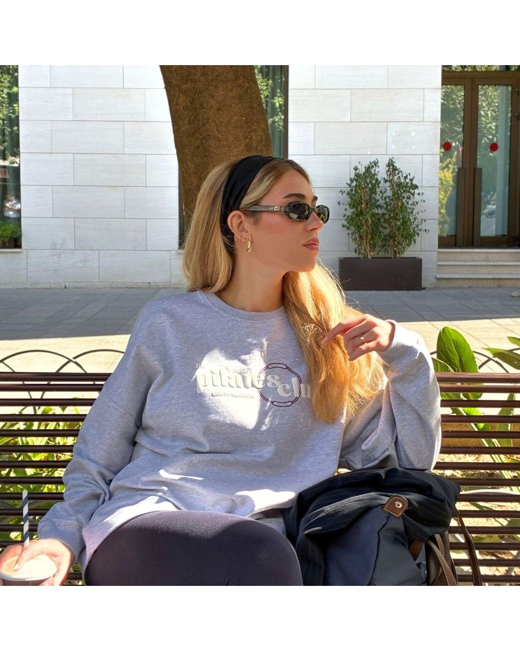 Mimhi Maison Gray Pilates Club Oversized Sweatshirt – Melange Crewneck