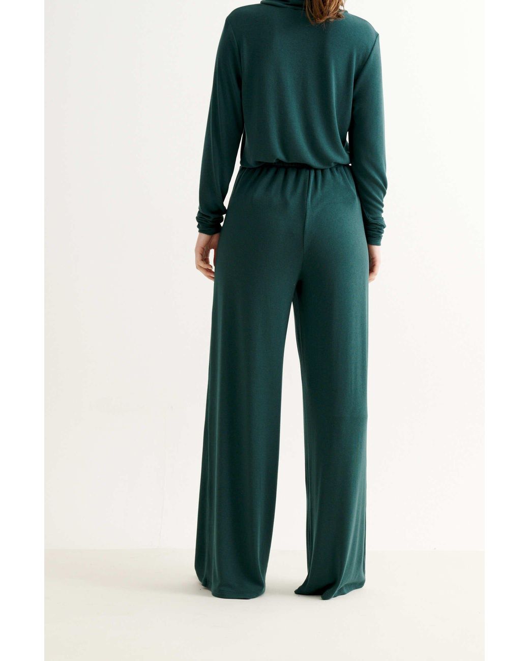 Louche Green Miller Wide Leg Jersey Trouser
