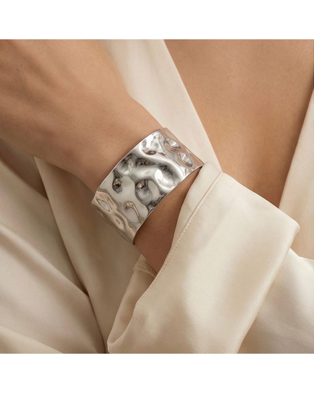 Divine Aria White Statement Bangle Cuff