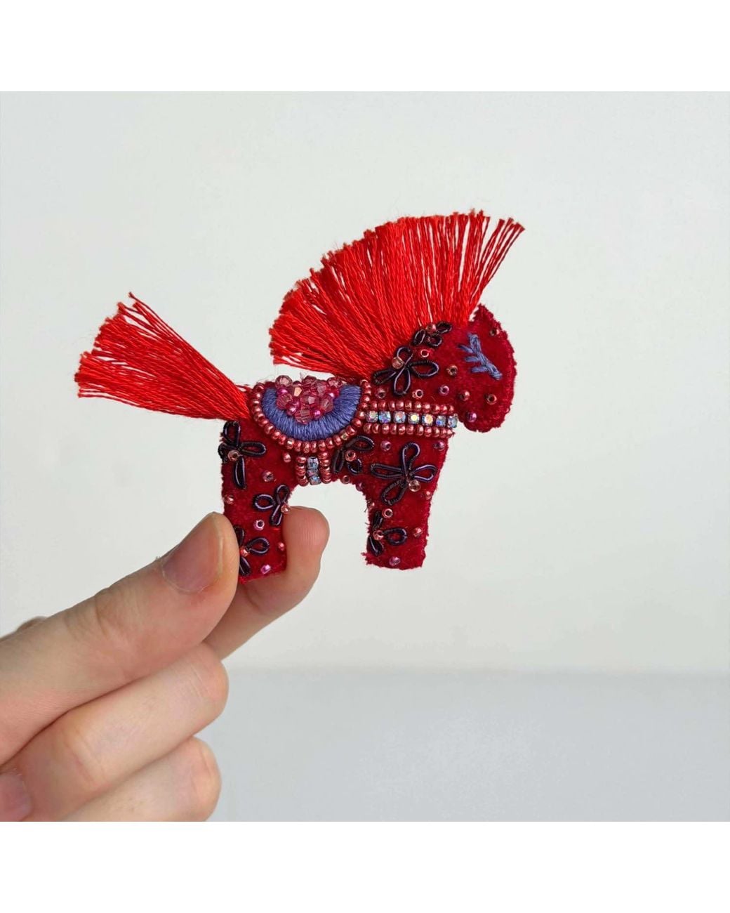 VETKA Red Handmade Horse Brooch- Fire Horse