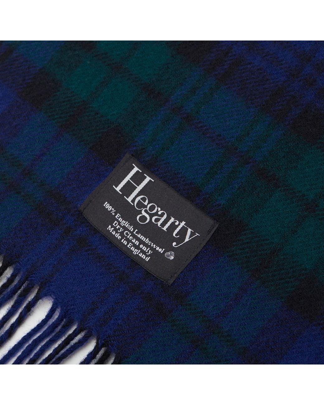 Hegarty London Blue Hegarty Tartan Lambswool Scarf