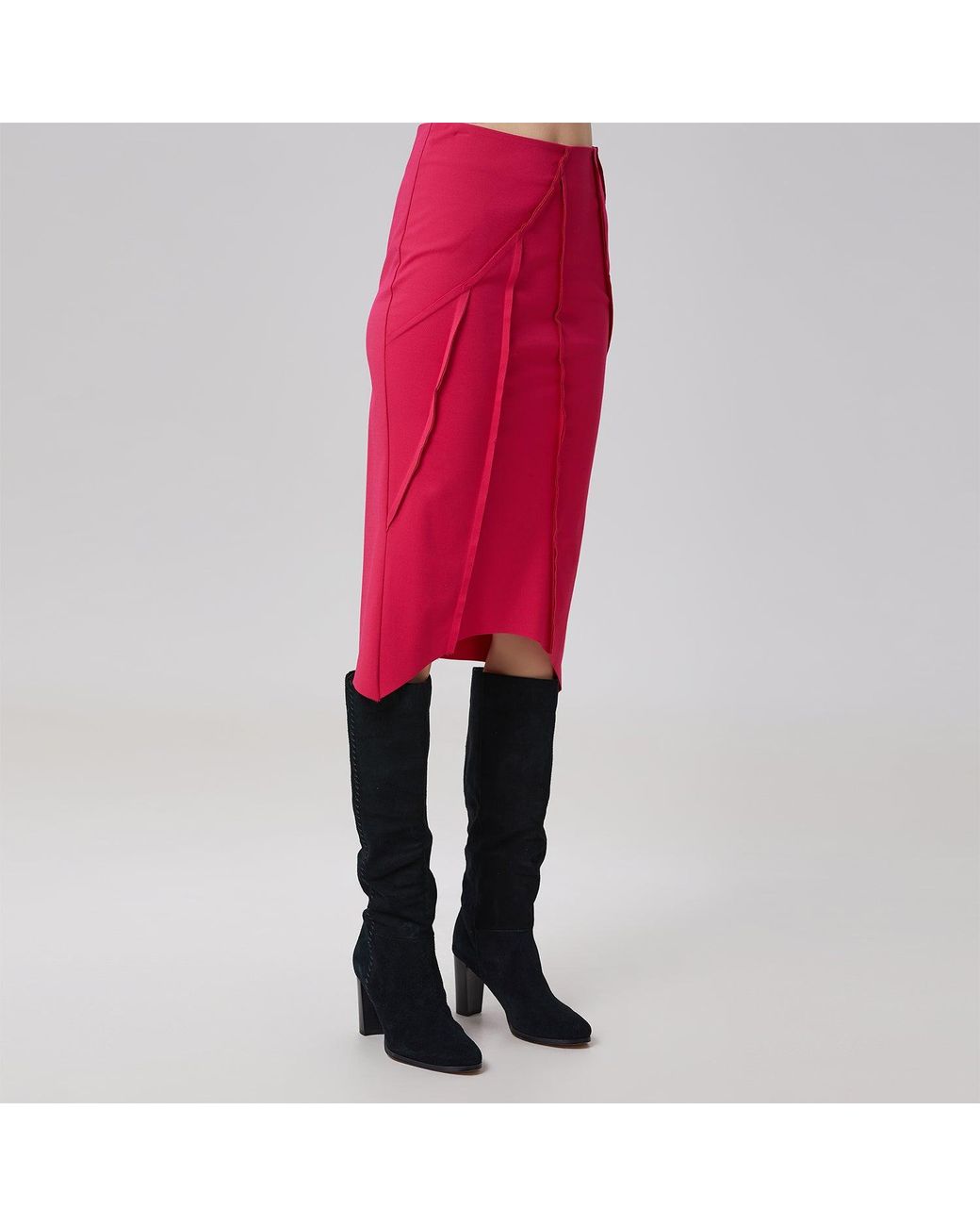 Smart and Joy Pink Asymmetric Structural Lines Skirt