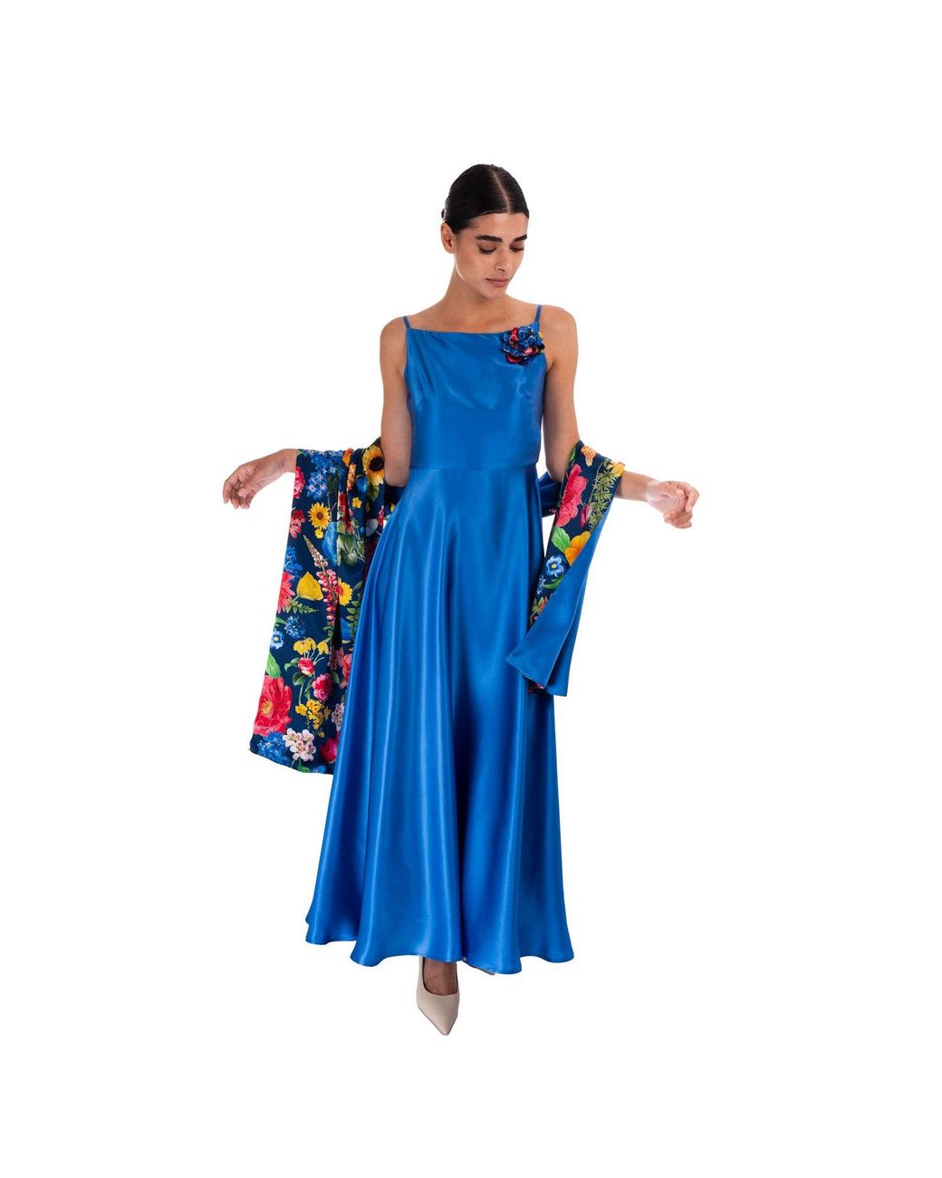 Sofia Tsereteli Blue The Rarefied Silk Gown With Scarf