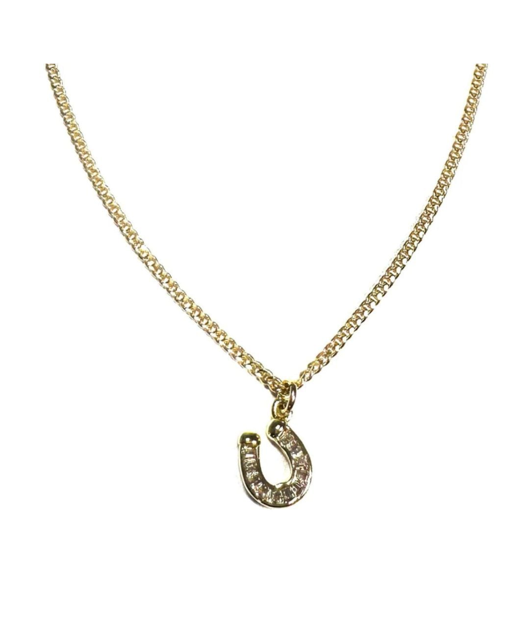 Rachel Nathan Metallic Mini Baguette Horseshoe Necklace