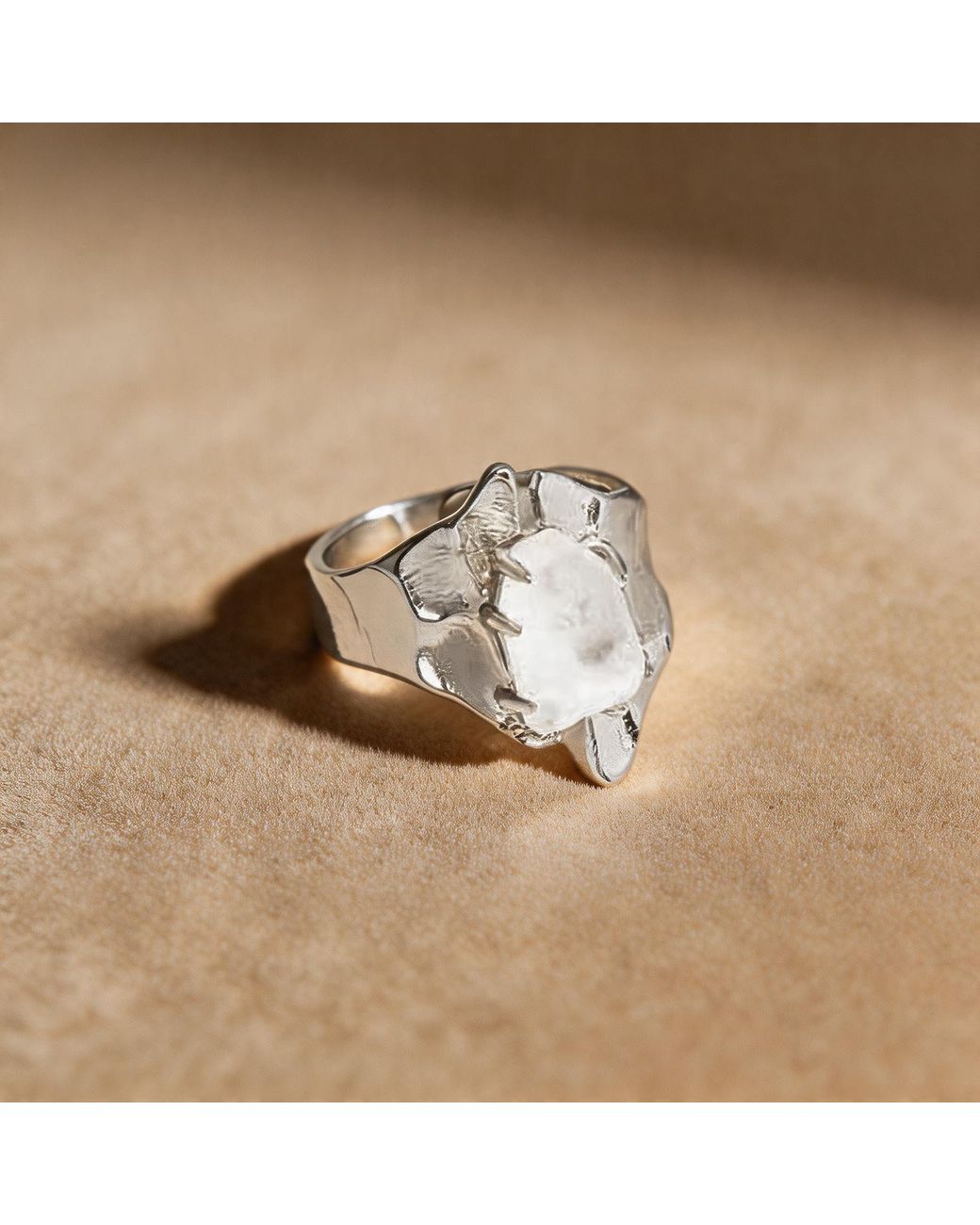 Ormiro Metallic Glacier Chunky & Clear Quartz Ring
