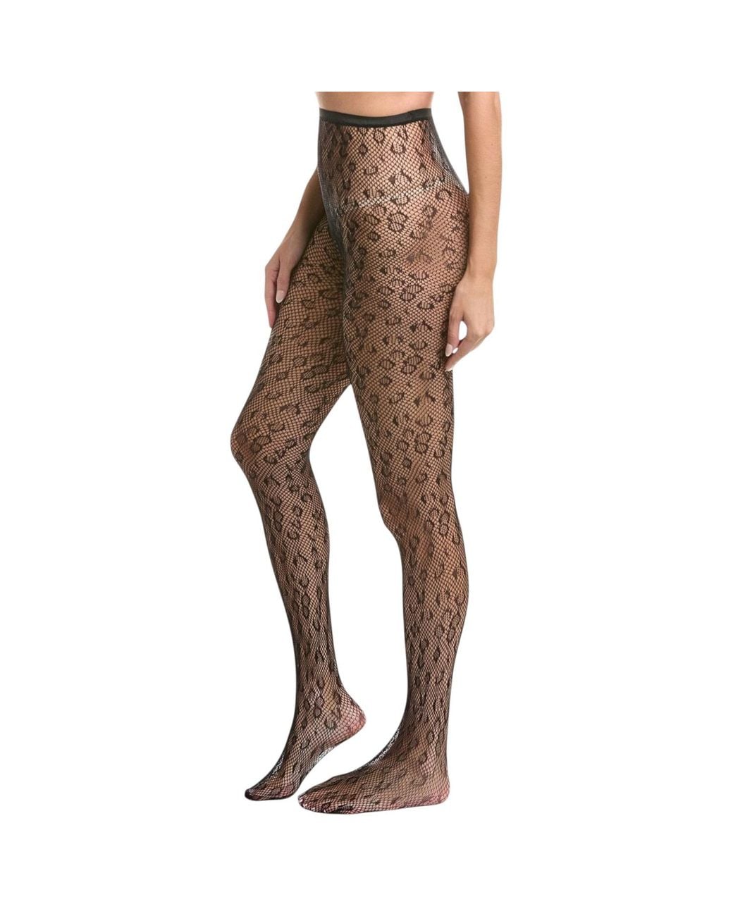 HIGH HEEL JUNGLE by KATHRYN EISMAN Brown Leopard Print Fishnet Tights