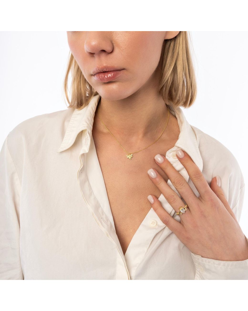 Spero London Metallic Sterling Clear Claddagh Ring