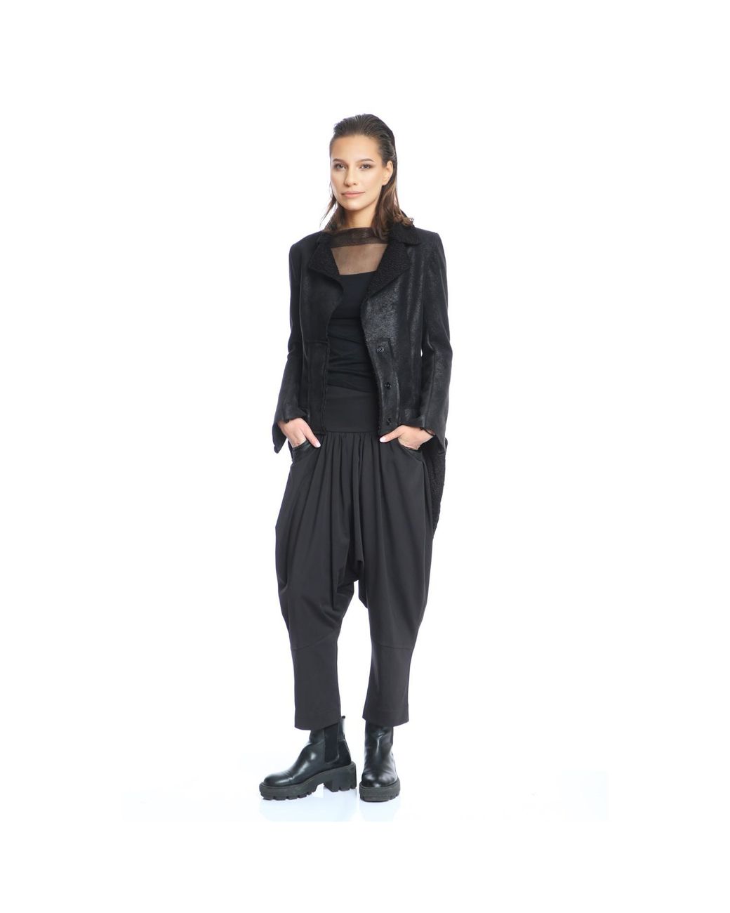 Silvia Serban Black Conical Pleated Pants