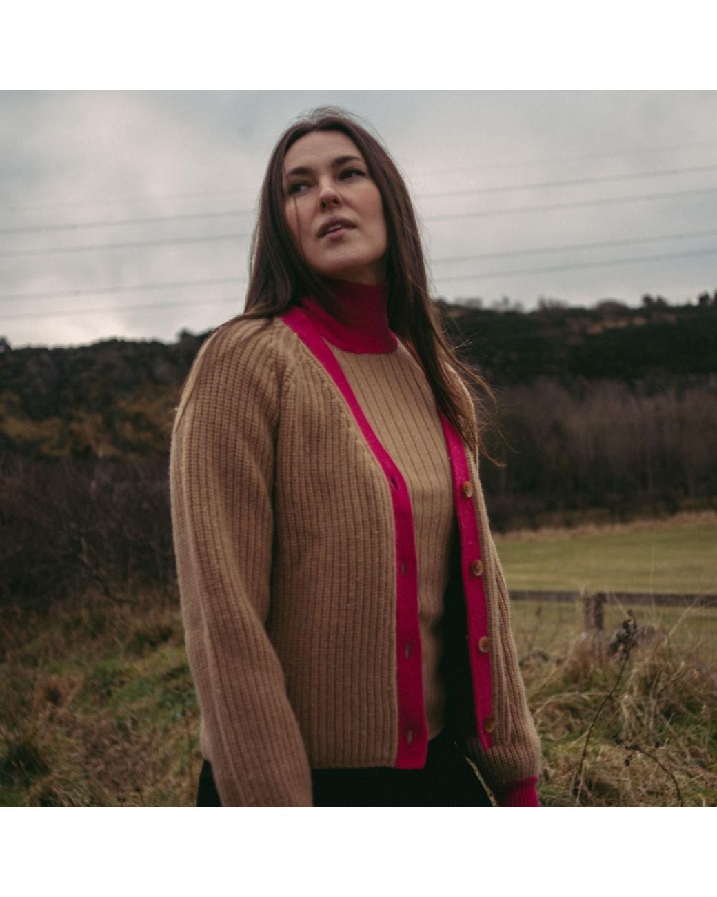 BEIRA Brown Astrid Merino And Cashmere ¾-Sleeve Luxury Knitwear Turtle Neck Top Camel