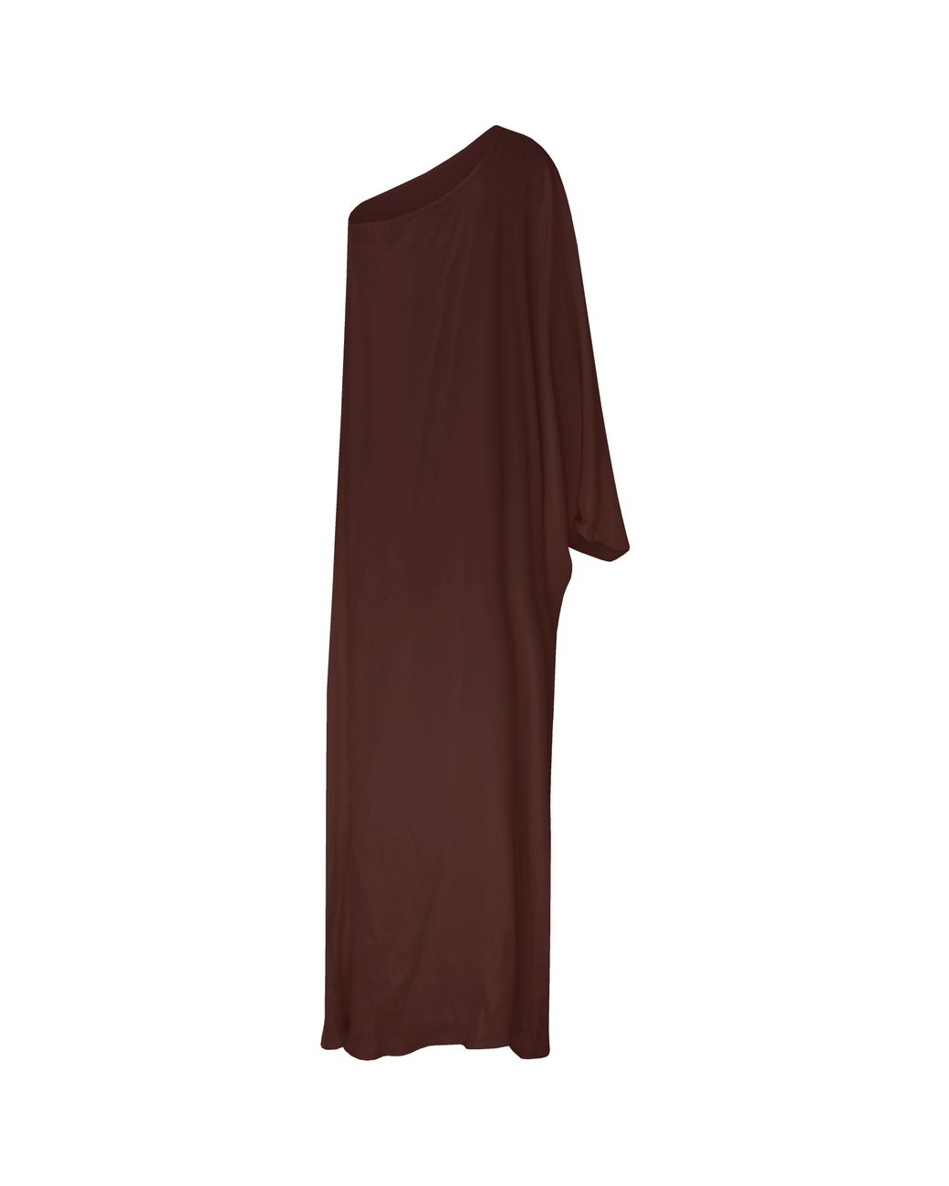 NAZLI CEREN Brown Venus One-Shoulder Maxi Dress