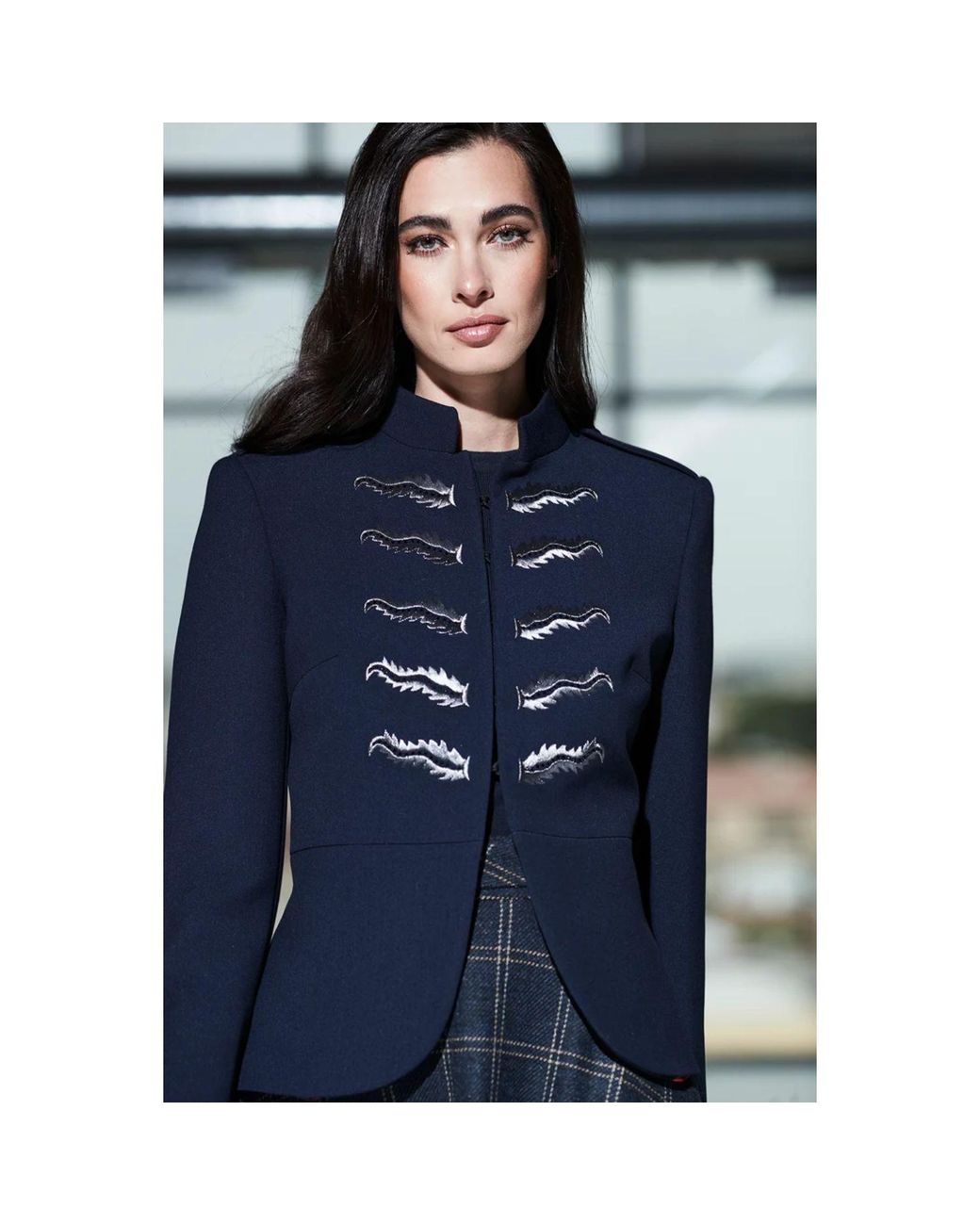 The Extreme Collection Blue Blazer With Mandarin Collar Extreme Prive