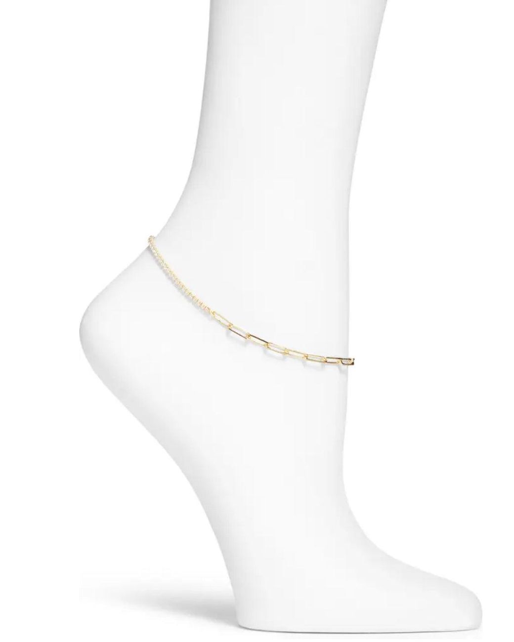 SHYMI Metallic Half Tennis Half Paper Clip Anklet