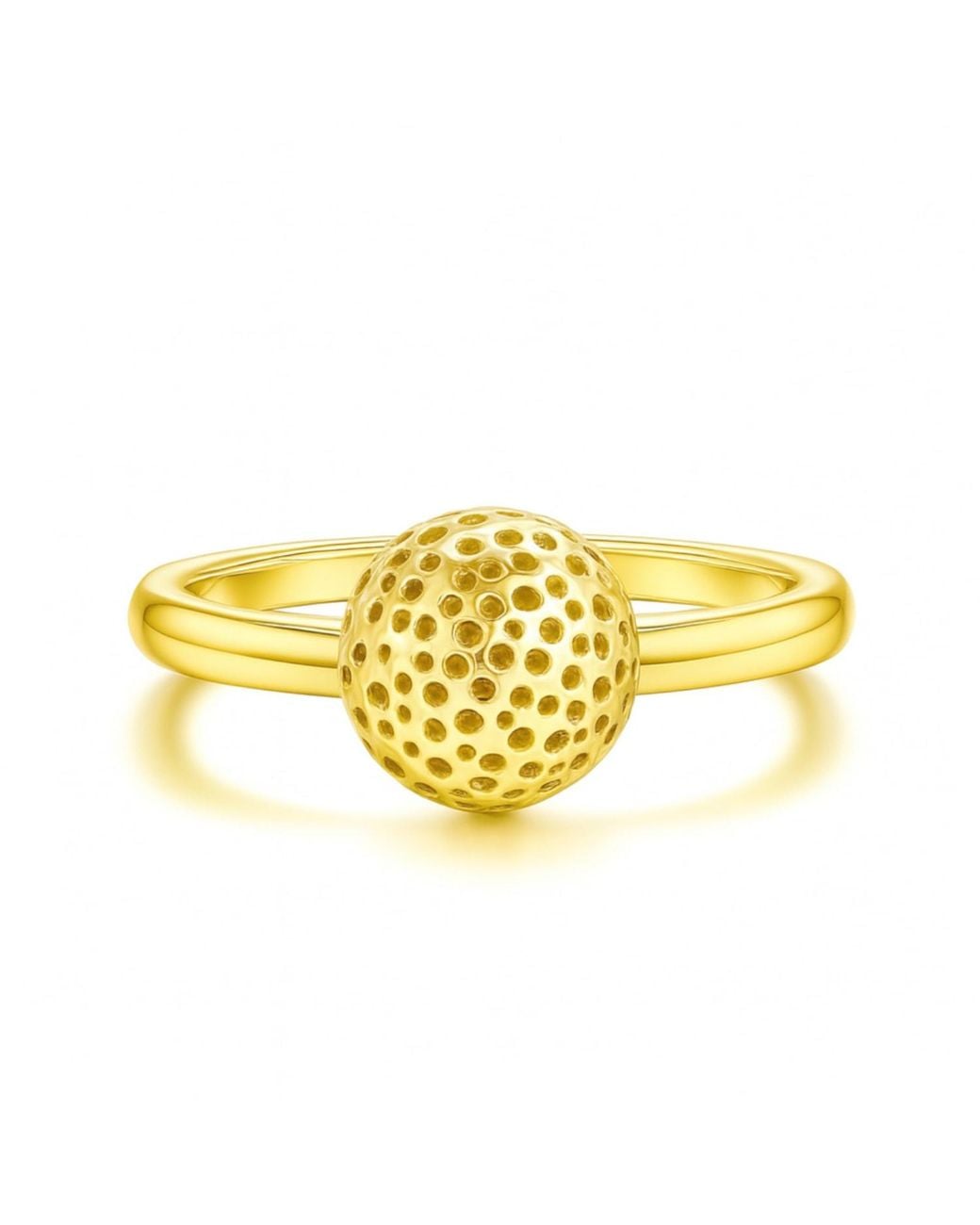 Unaloe Yellow Adjustable Sterling With Plated Ring With Carved Sphere