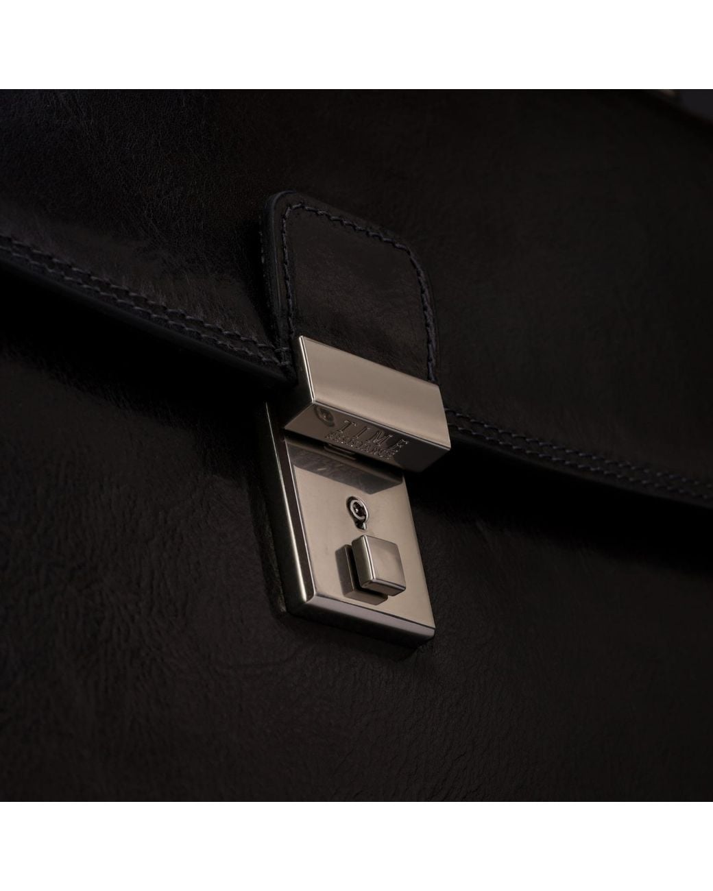 Time Resistance Black Leather Briefcase