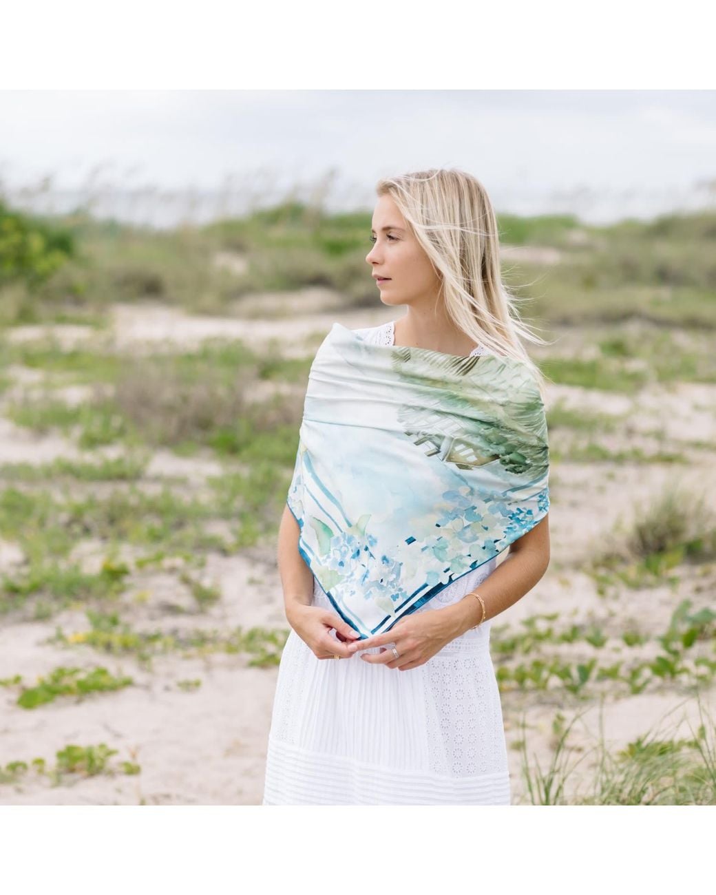 BANNIERE Blue Hamptons Silk Scarf