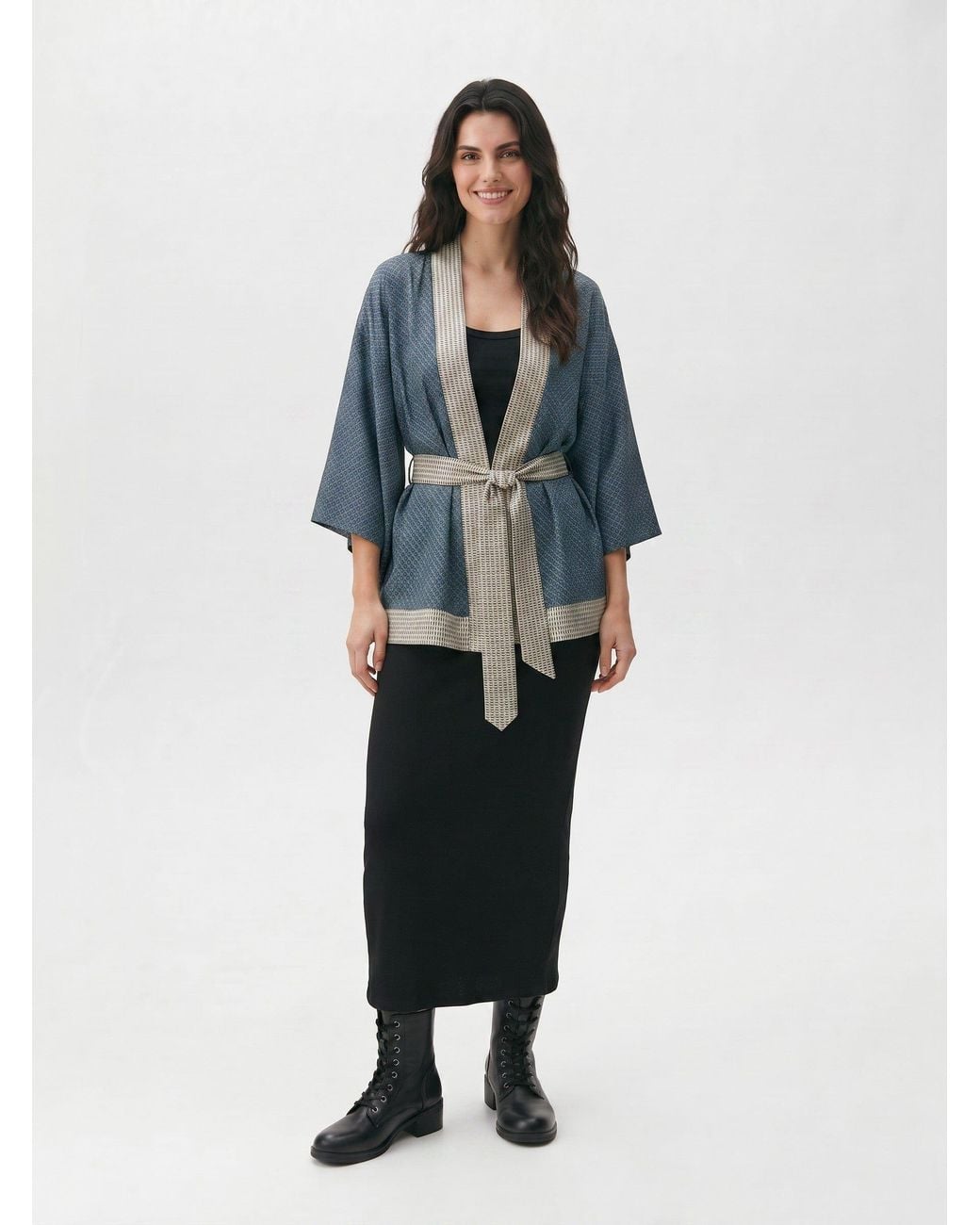 Artemis Muse Blue One Of A Kind Recyled Sari Kimono Unique Thirty
