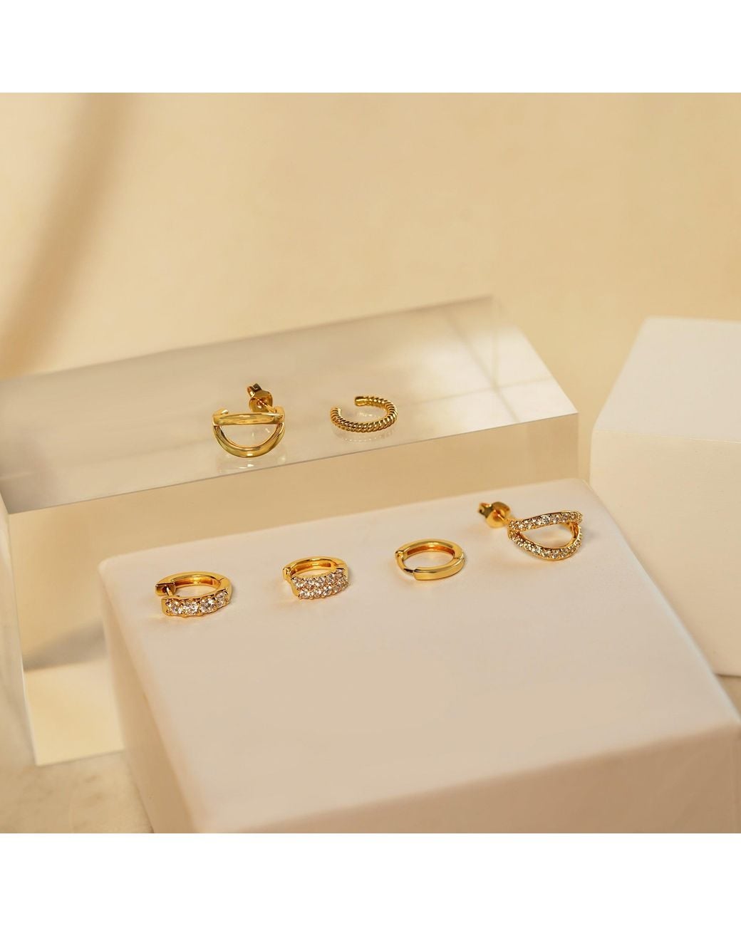 Diamonbliss Metallic Pave Duo Hoop Earrings